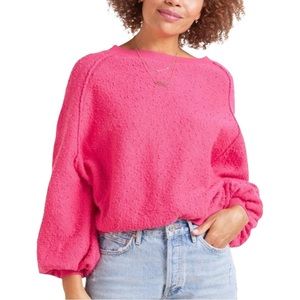 Free People “Found My Friend” Cotton Textured Knit Pullover Pink Sweater Size M
